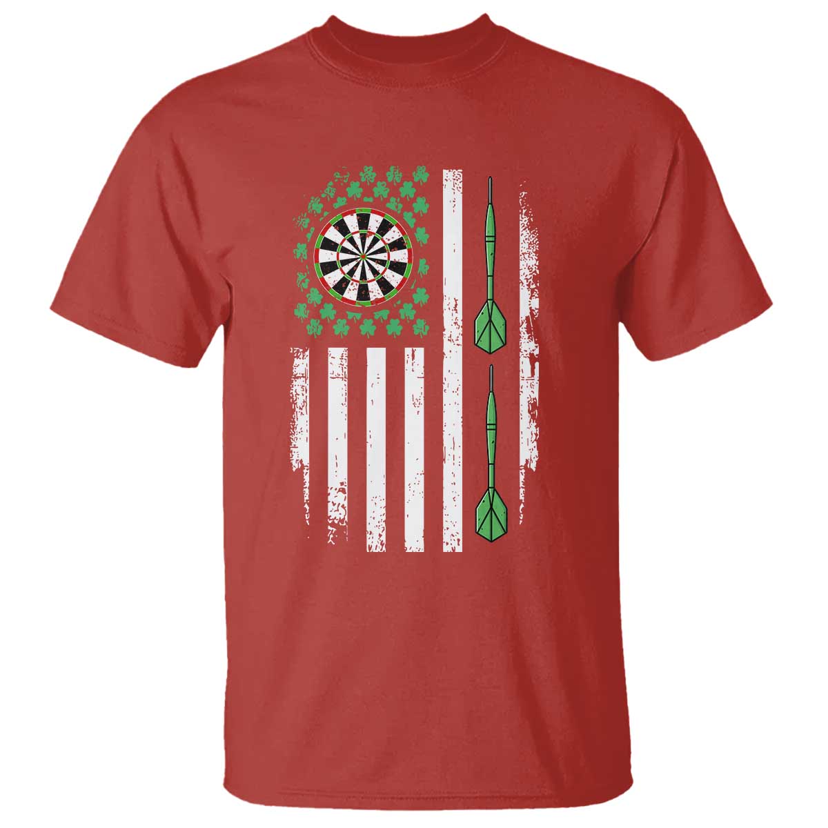 Irish American Darts Shamrock Flag Gift T Shirt TS12 Red Print Your Wear