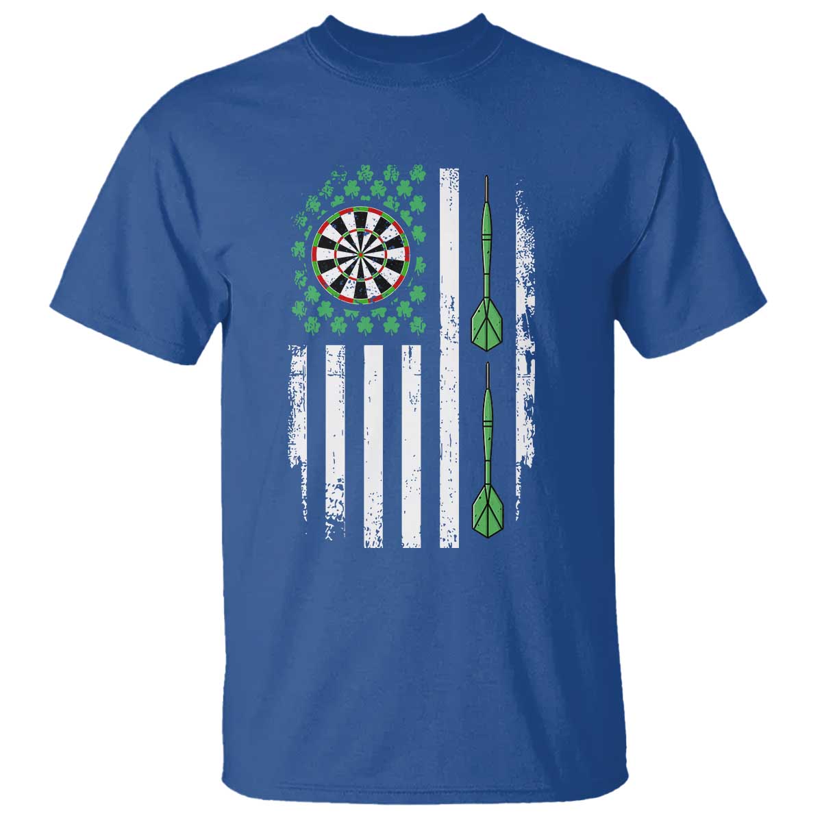 Irish American Darts Shamrock Flag Gift T Shirt TS12 Royal Blue Print Your Wear
