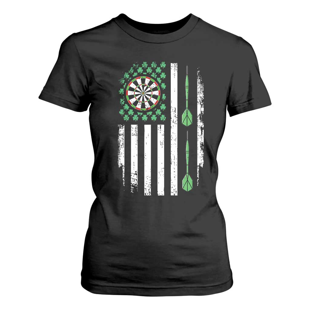 Irish American Darts Shamrock Flag Gift T Shirt For Women TS12 Black Print Your Wear