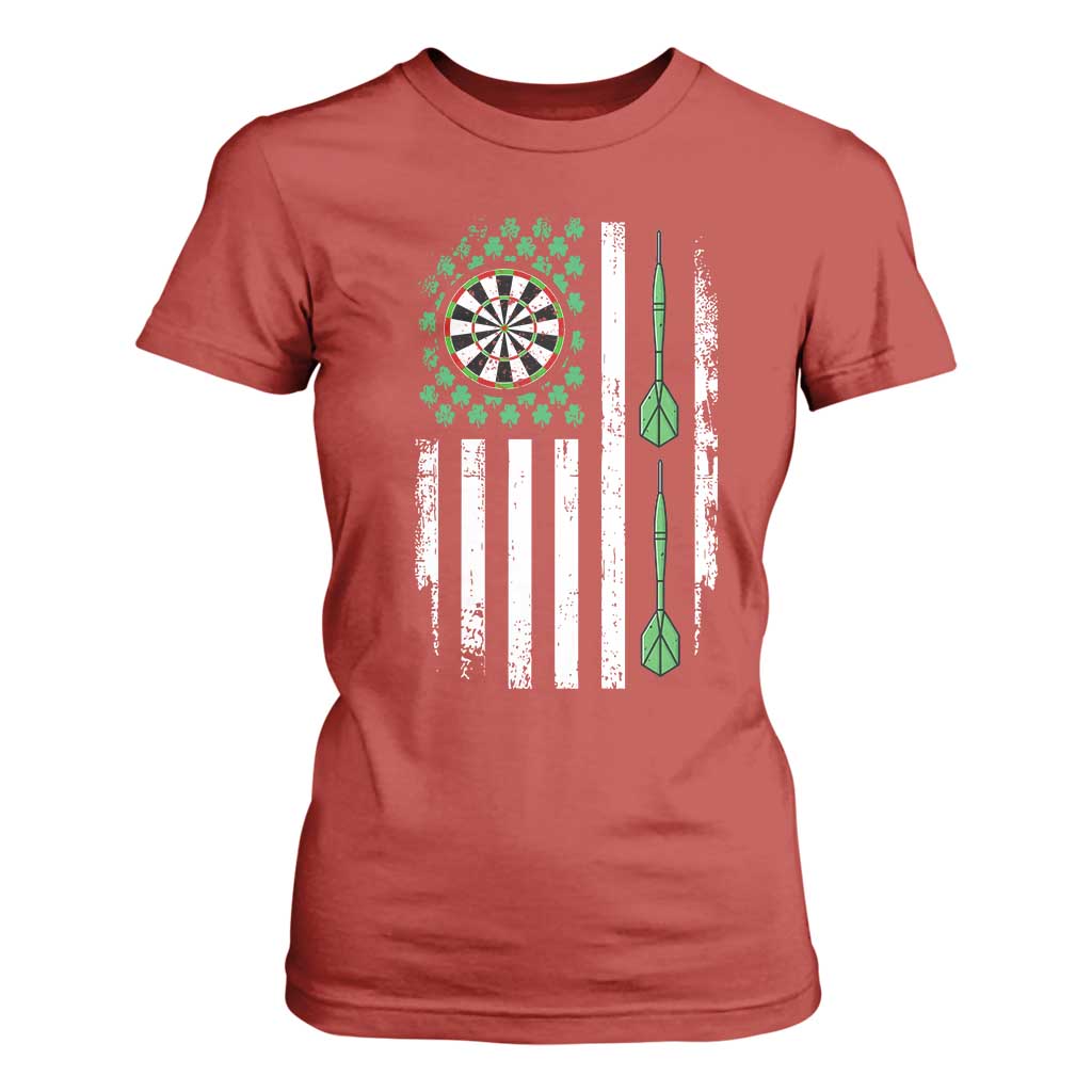 Irish American Darts Shamrock Flag Gift T Shirt For Women TS12 Red Print Your Wear
