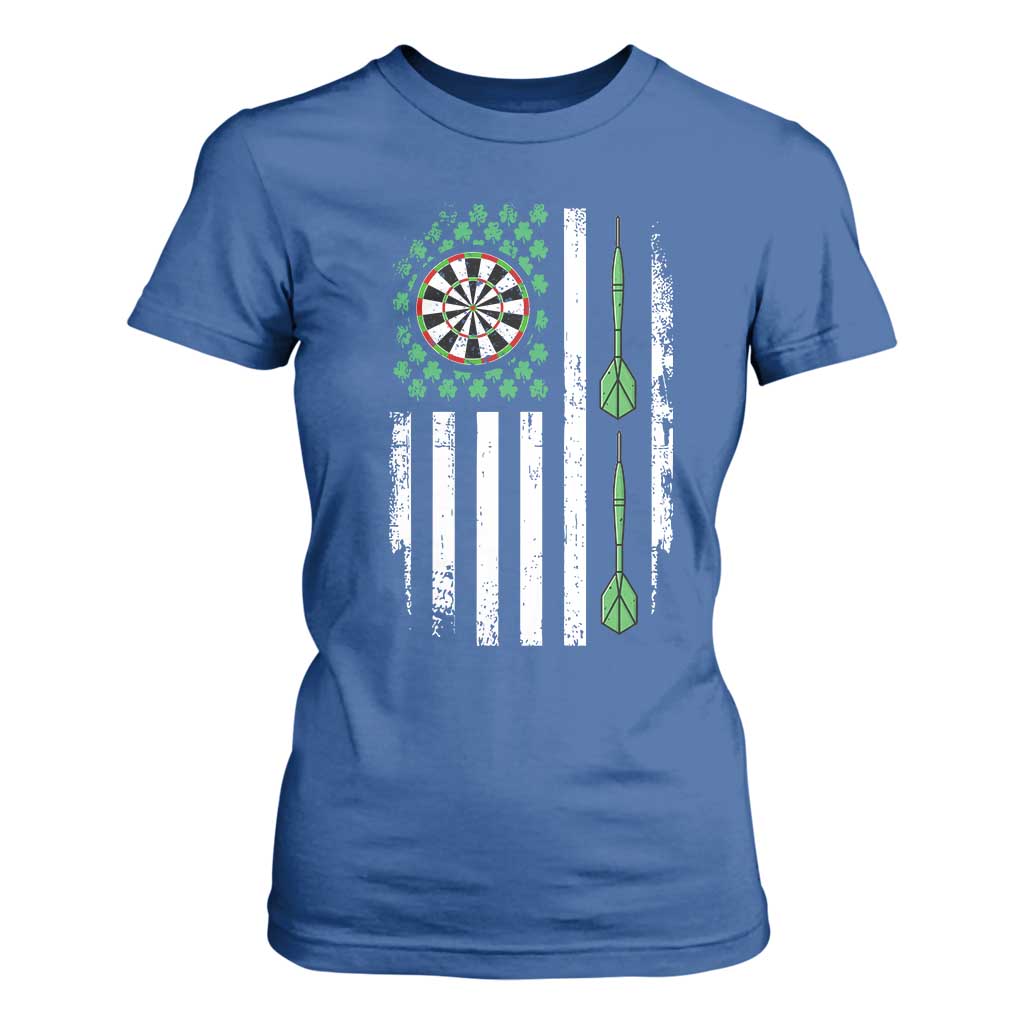 Irish American Darts Shamrock Flag Gift T Shirt For Women TS12 Royal Blue Print Your Wear