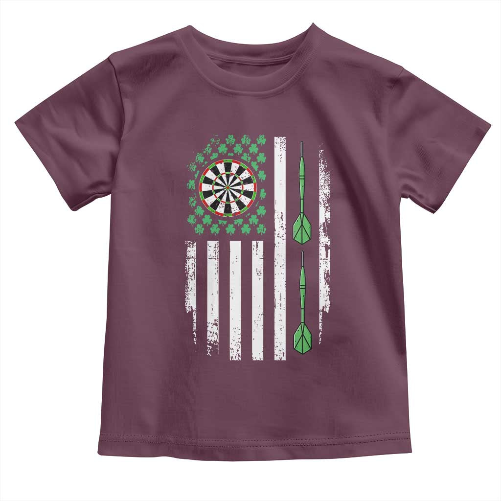 Irish American Darts Shamrock Flag Gift Toddler T Shirt TS12 Maroon Print Your Wear
