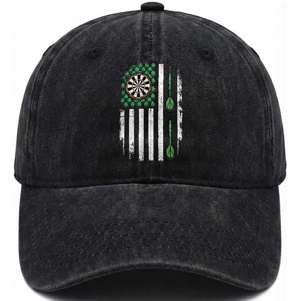Irish American Darts Shamrock Flag Gift Washed Cotton Baseball Cap TS12 Print Your Wear