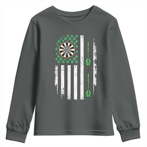Irish American Darts Shamrock Flag Gift Youth Sweatshirt TS12 Dark Heather Print Your Wear