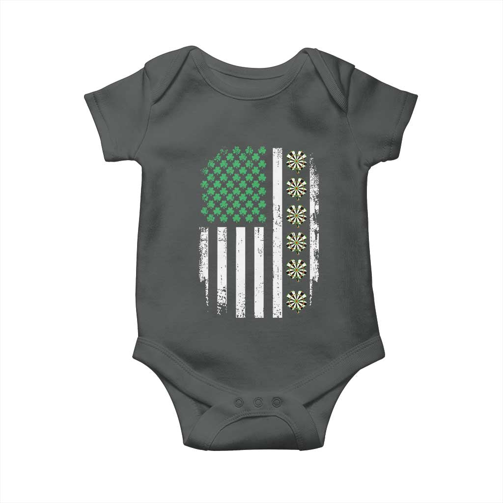 Vintage Shamrock Lucky Darts Baby Onesie St Patricks Day Gift TS12 Dark Heather Print Your Wear
