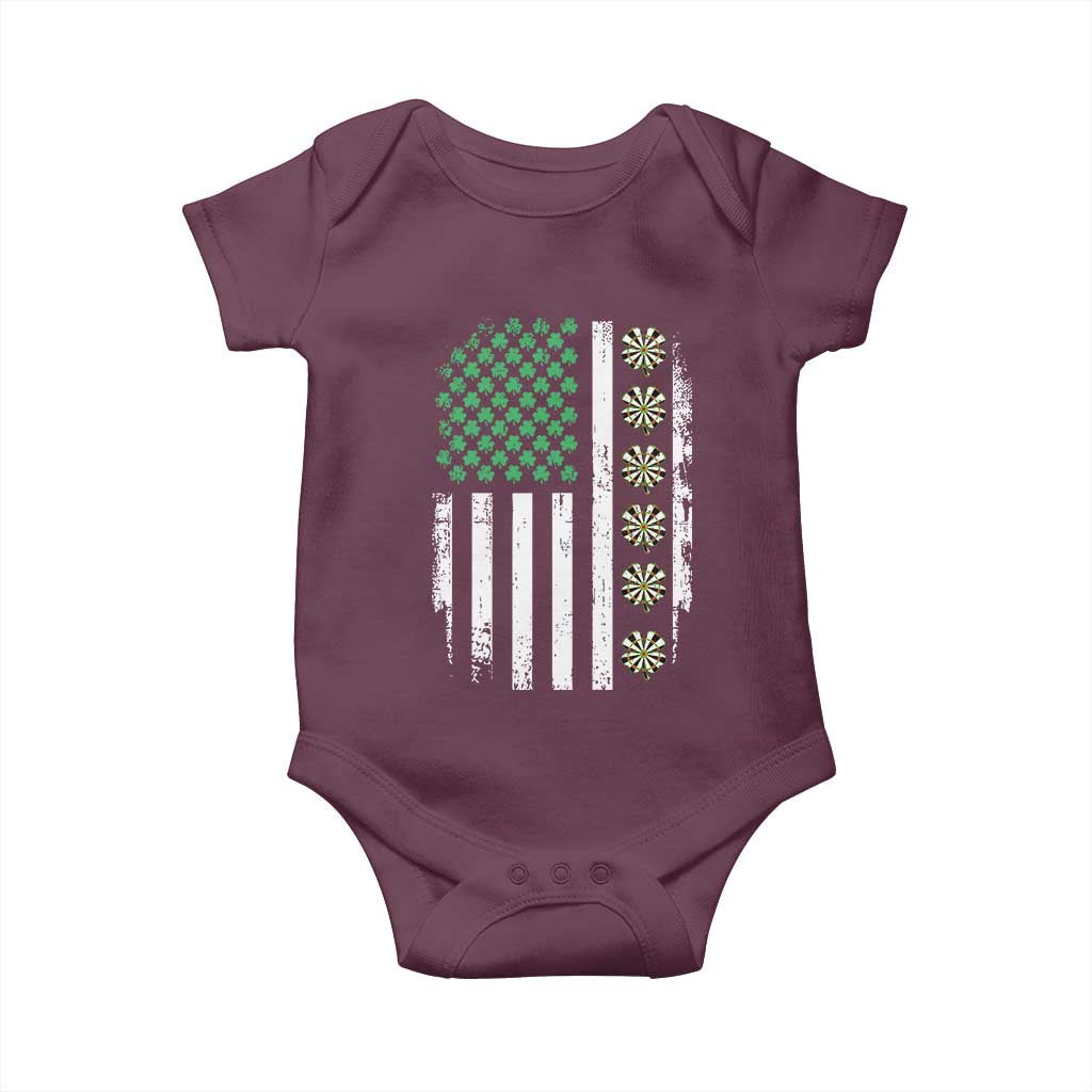 Vintage Shamrock Lucky Darts Baby Onesie St Patricks Day Gift TS12 Maroon Print Your Wear