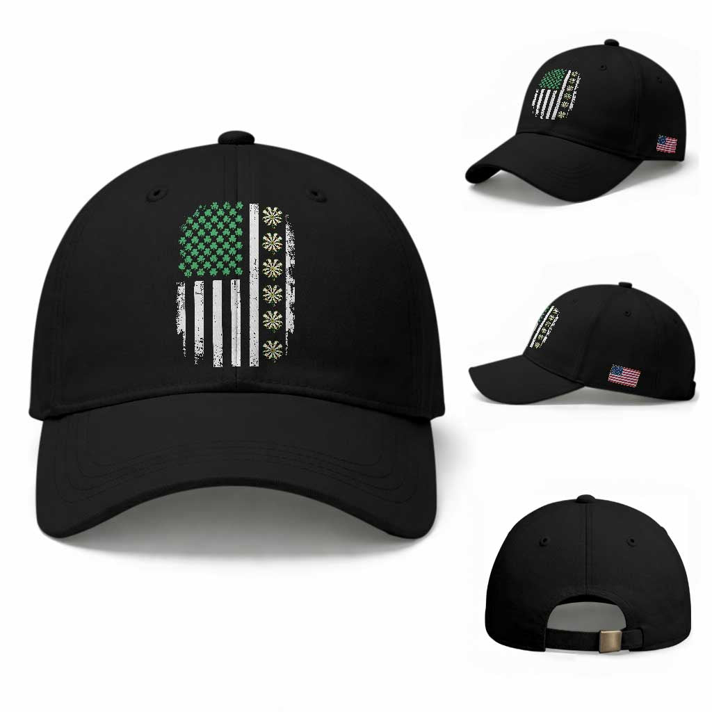 Vintage Shamrock Lucky Darts Baseball Cap St Patricks Day Gift TS12 Baseball Cap Universal Fit Black Print Your Wear