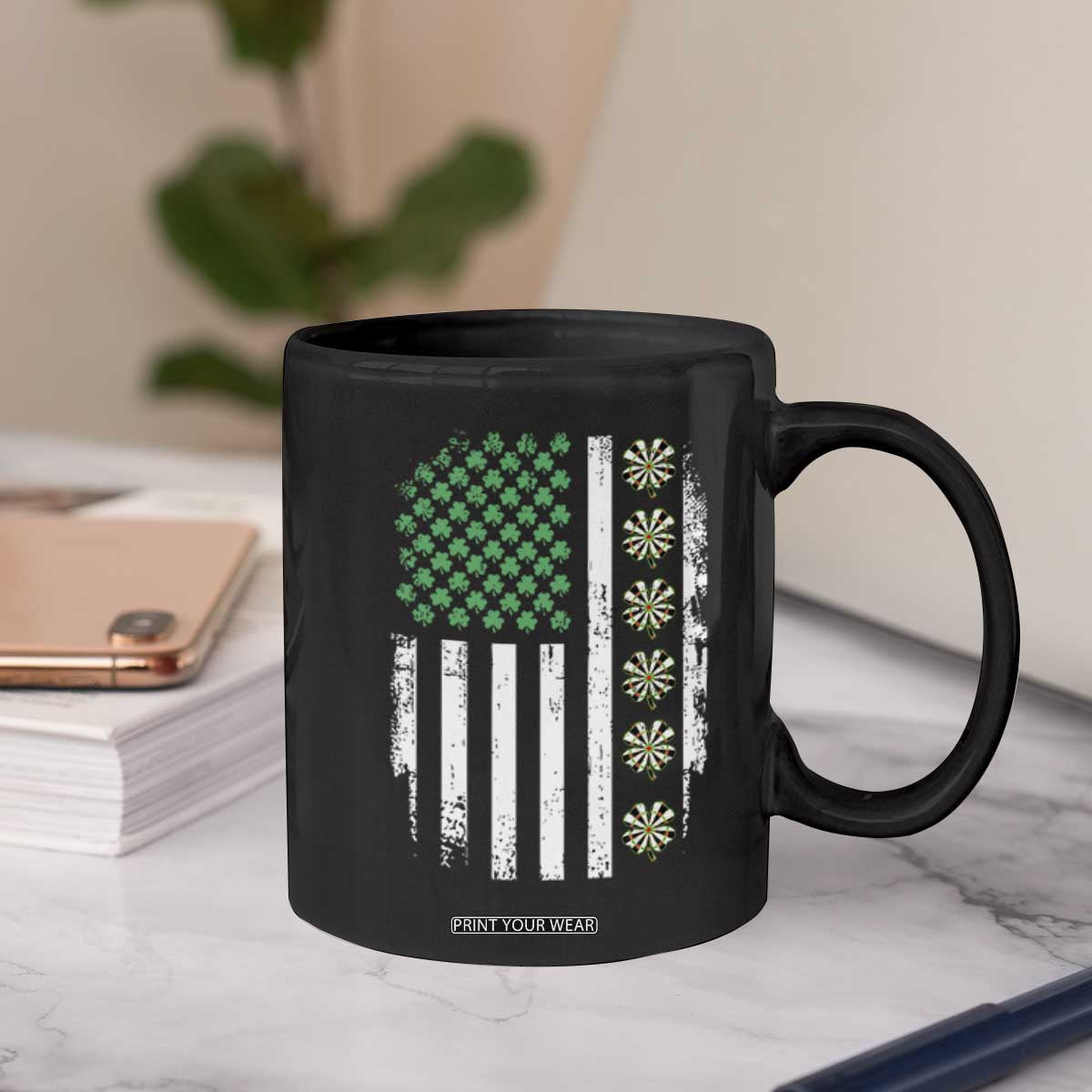 Vintage Shamrock Lucky Darts Coffee Mug St Patricks Day Gift TS12 Print Your Wear