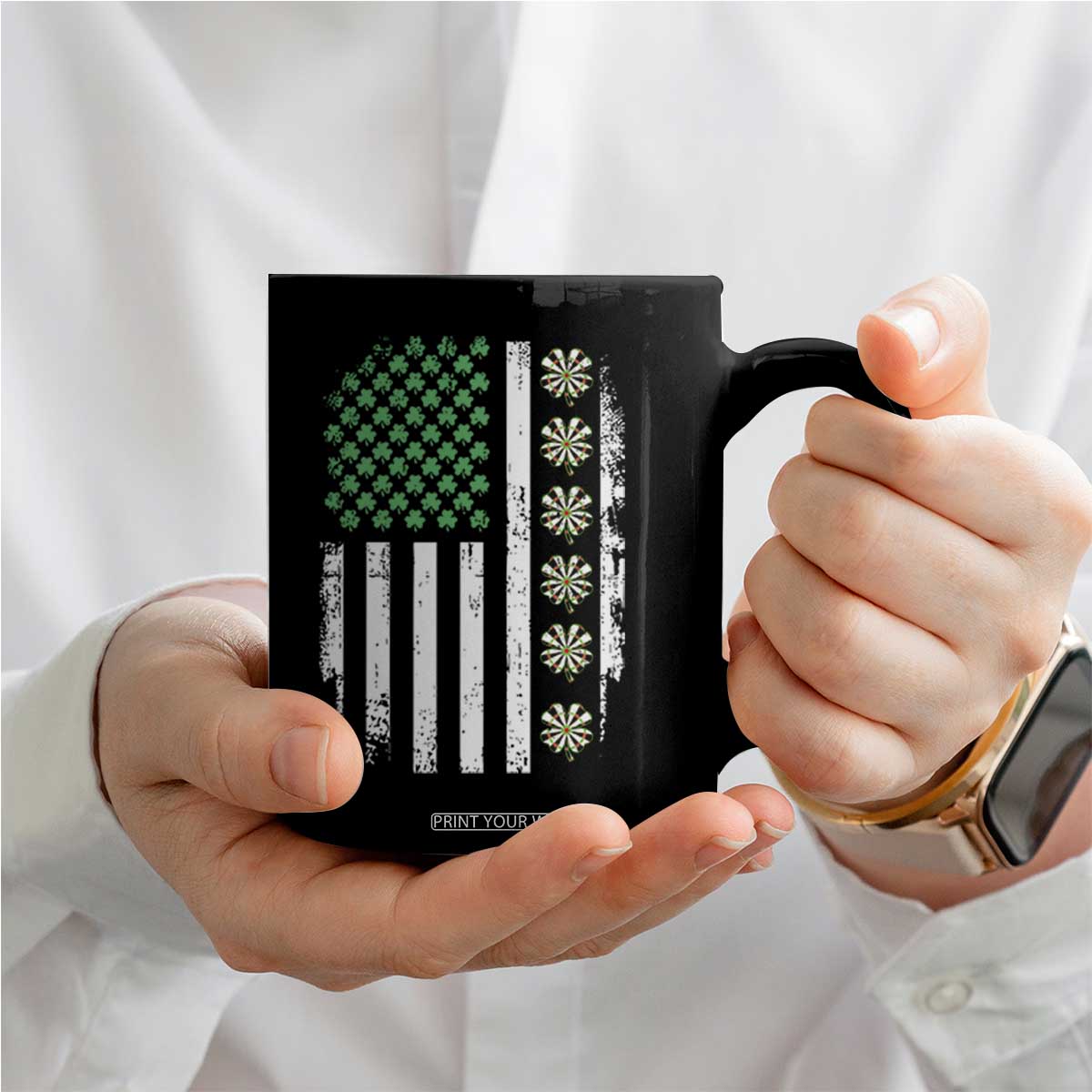 Vintage Shamrock Lucky Darts Coffee Mug St Patricks Day Gift TS12 Print Your Wear