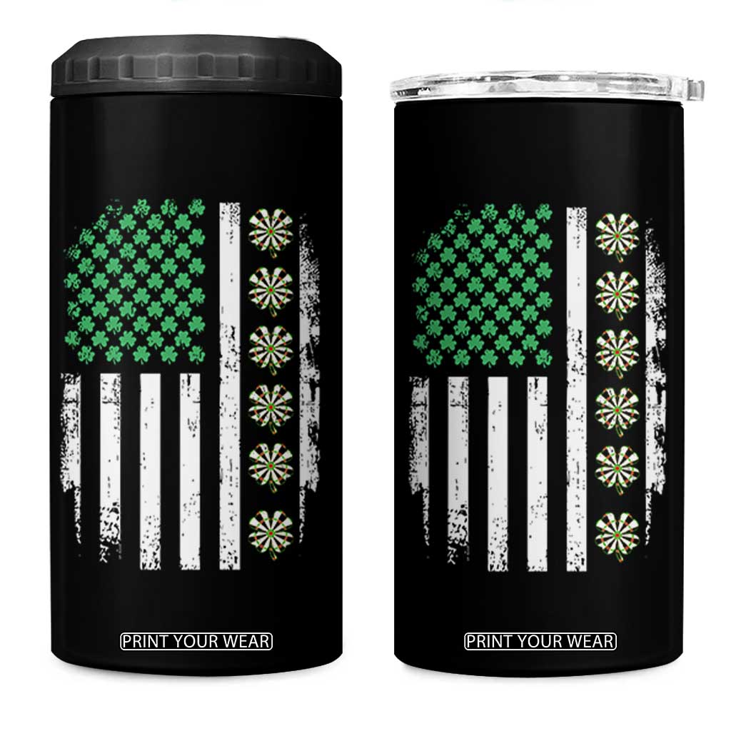Vintage Shamrock Lucky Darts 4 in 1 Can Cooler Tumbler St Patricks Day Gift TS12 One Size: 16 oz Black Print Your Wear