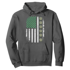 Vintage Shamrock Lucky Darts Hoodie St Patricks Day Gift TS12 Dark Heather Print Your Wear