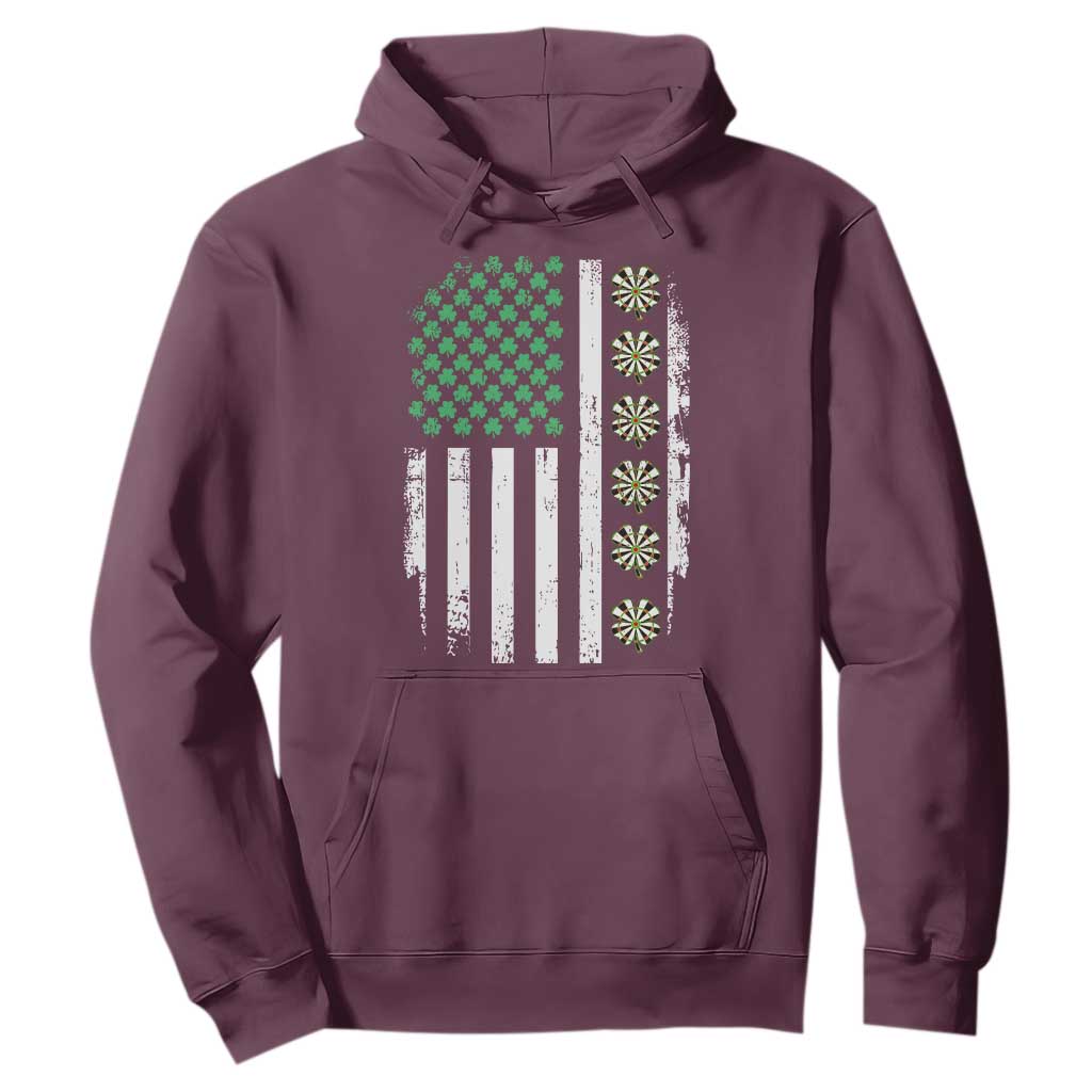 Vintage Shamrock Lucky Darts Hoodie St Patricks Day Gift TS12 Maroon Print Your Wear