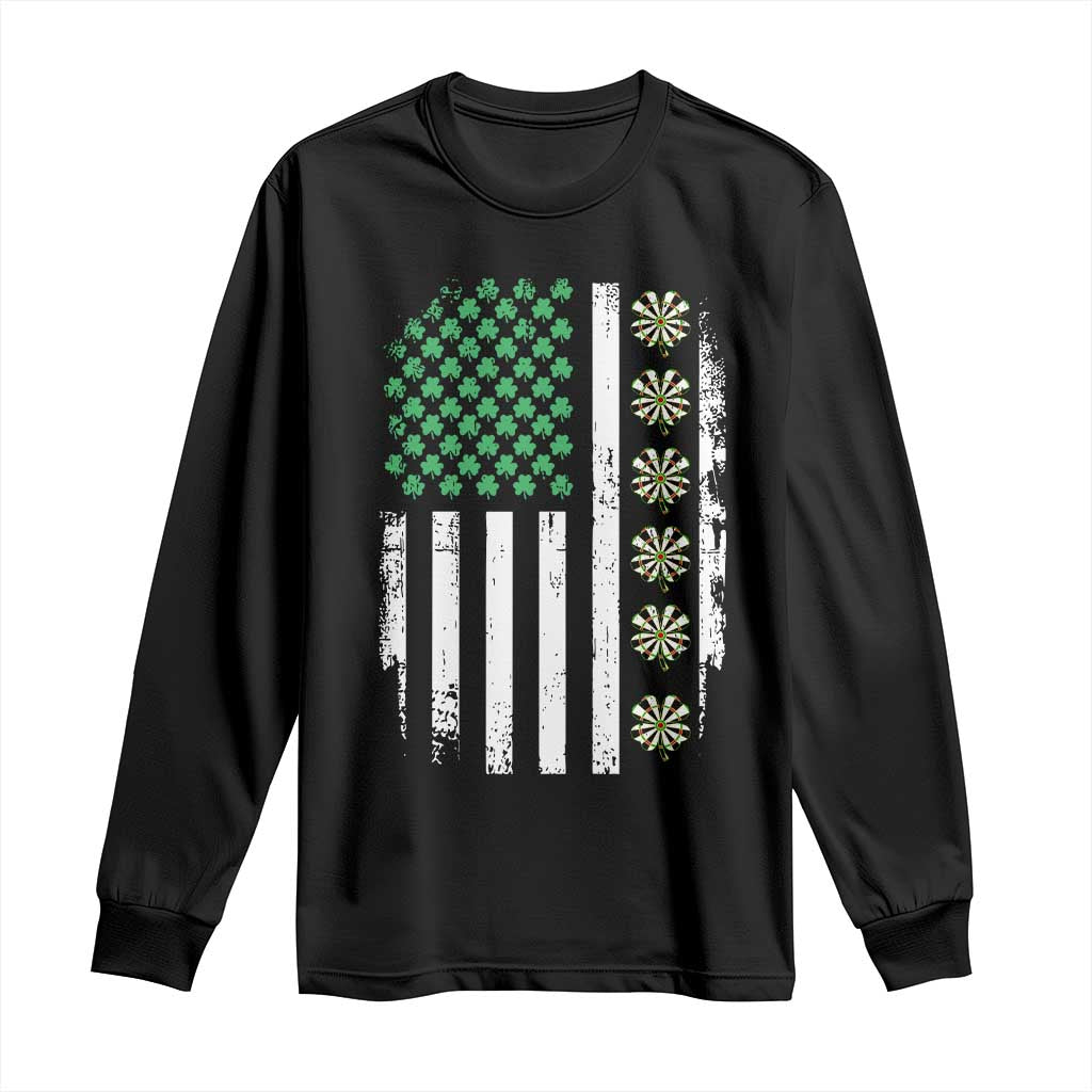 Vintage Shamrock Lucky Darts Long Sleeve Shirt St Patricks Day Gift TS12 Black Print Your Wear