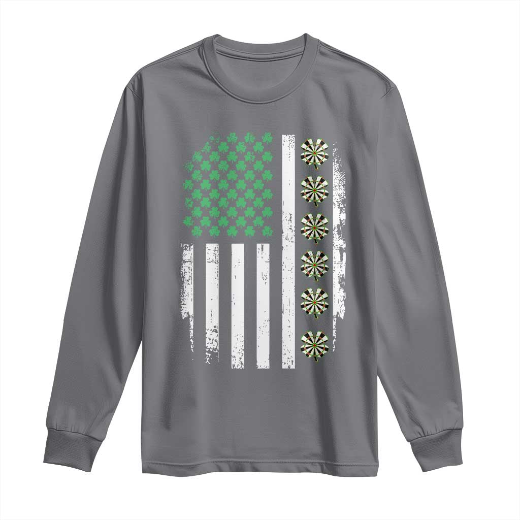 Vintage Shamrock Lucky Darts Long Sleeve Shirt St Patricks Day Gift TS12 Charcoal Print Your Wear