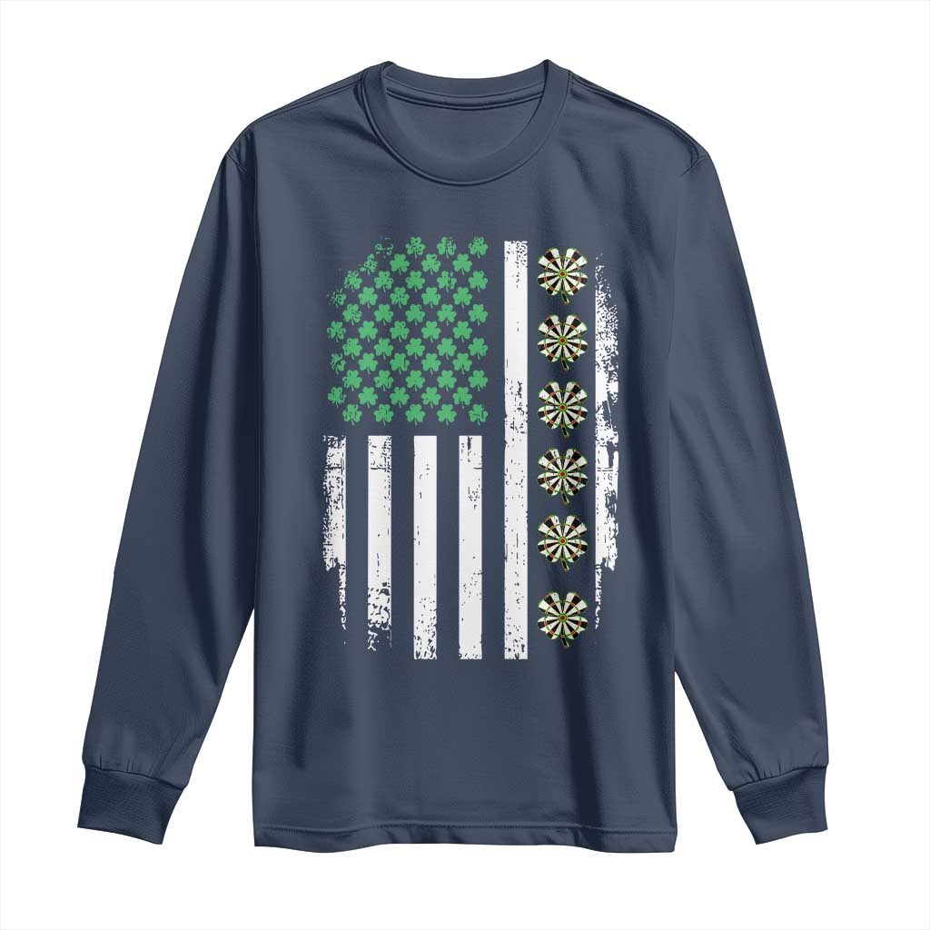Vintage Shamrock Lucky Darts Long Sleeve Shirt St Patricks Day Gift TS12 Navy Print Your Wear