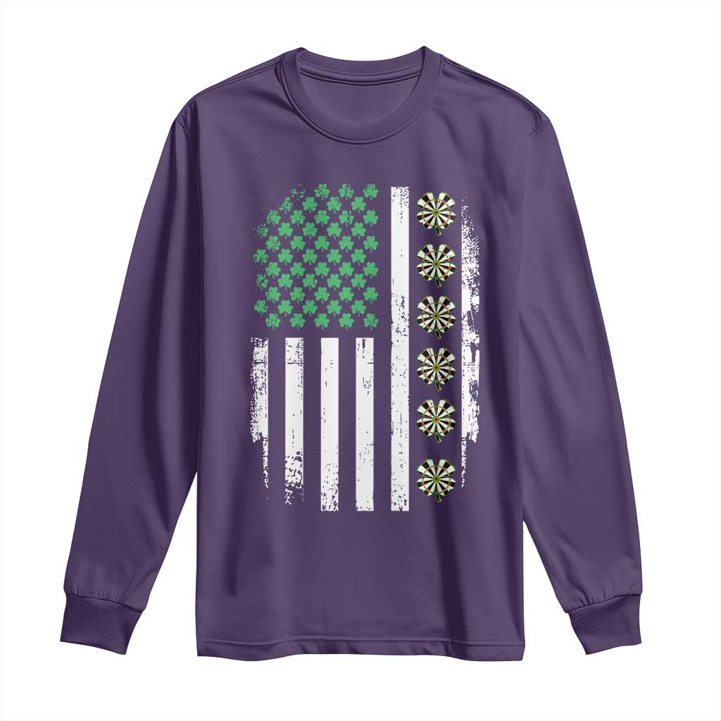 Vintage Shamrock Lucky Darts Long Sleeve Shirt St Patricks Day Gift TS12 Purple Print Your Wear