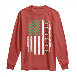 Vintage Shamrock Lucky Darts Long Sleeve Shirt St Patricks Day Gift TS12 Red Print Your Wear