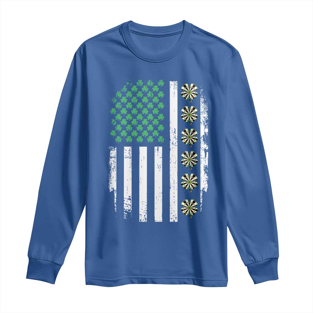 Vintage Shamrock Lucky Darts Long Sleeve Shirt St Patricks Day Gift TS12 Royal Blue Print Your Wear