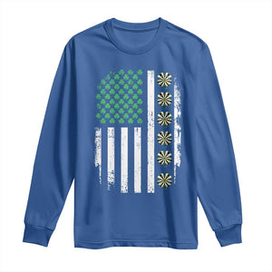 Vintage Shamrock Lucky Darts Long Sleeve Shirt St Patricks Day Gift TS12 Royal Blue Print Your Wear