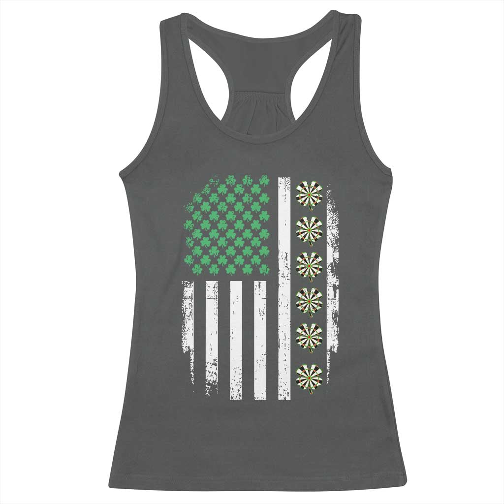 Vintage Shamrock Lucky Darts Racerback Tank Top St Patricks Day Gift TS12 Dark Heather Print Your Wear