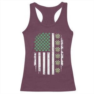 Vintage Shamrock Lucky Darts Racerback Tank Top St Patricks Day Gift TS12 Maroon Print Your Wear