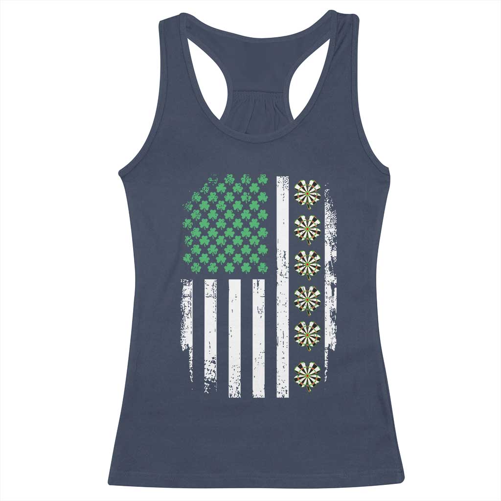 Vintage Shamrock Lucky Darts Racerback Tank Top St Patricks Day Gift TS12 Navy Print Your Wear