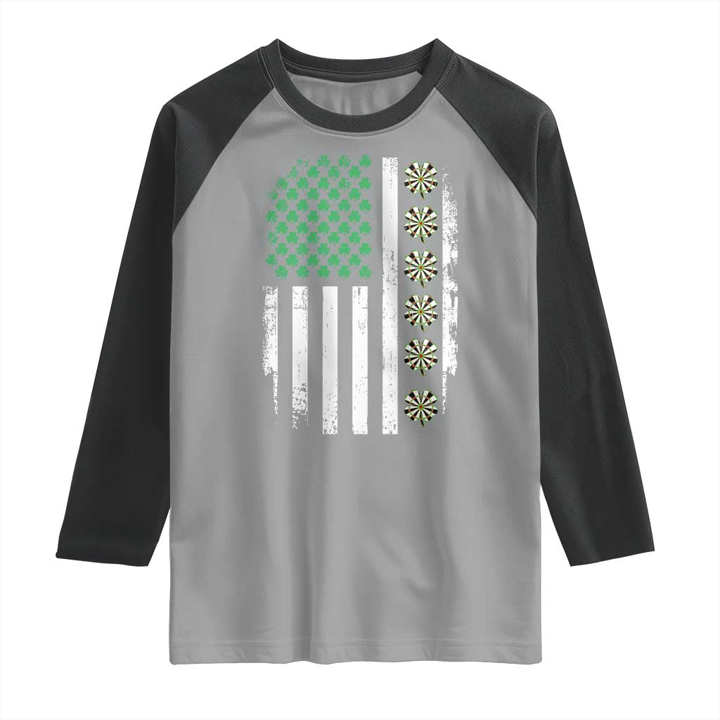 Vintage Shamrock Lucky Darts Raglan Shirt St Patricks Day Gift TS12 Sport Gray Black Print Your Wear