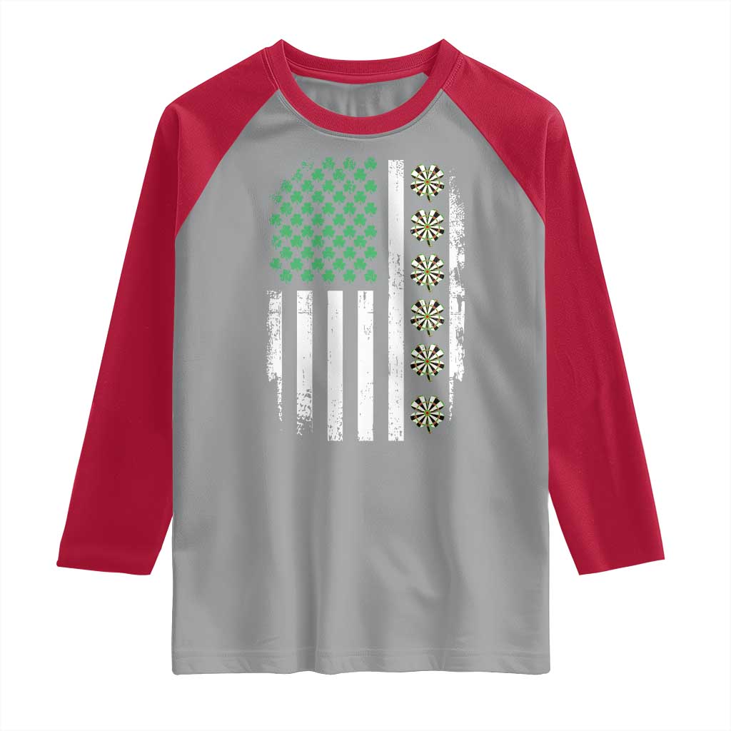 Vintage Shamrock Lucky Darts Raglan Shirt St Patricks Day Gift TS12 Sport Gray Red Print Your Wear