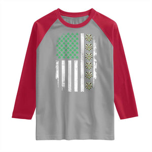 Vintage Shamrock Lucky Darts Raglan Shirt St Patricks Day Gift TS12 Sport Gray Red Print Your Wear
