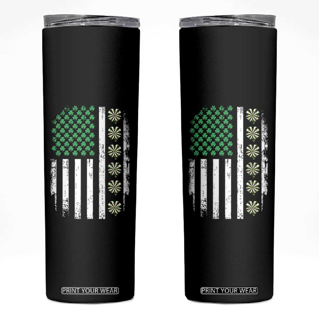 Vintage Shamrock Lucky Darts Skinny Tumbler St Patricks Day Gift TS12 Black Print Your Wear