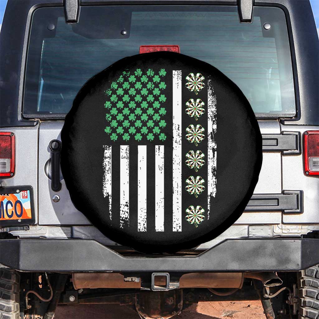 Vintage Shamrock Lucky Darts Spare Tire Cover St Patricks Day Gift TS12 No hole Black Print Your Wear