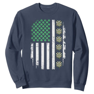 Vintage Shamrock Lucky Darts Sweatshirt St Patricks Day Gift TS12 Navy Print Your Wear