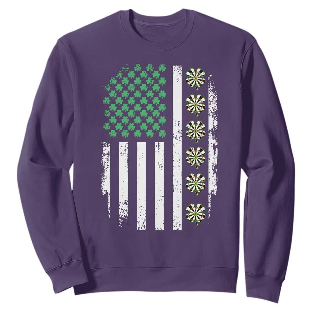 Vintage Shamrock Lucky Darts Sweatshirt St Patricks Day Gift TS12 Purple Print Your Wear
