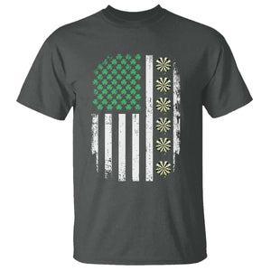 Vintage Shamrock Lucky Darts T Shirt St Patricks Day Gift TS12 Dark Heather Print Your Wear
