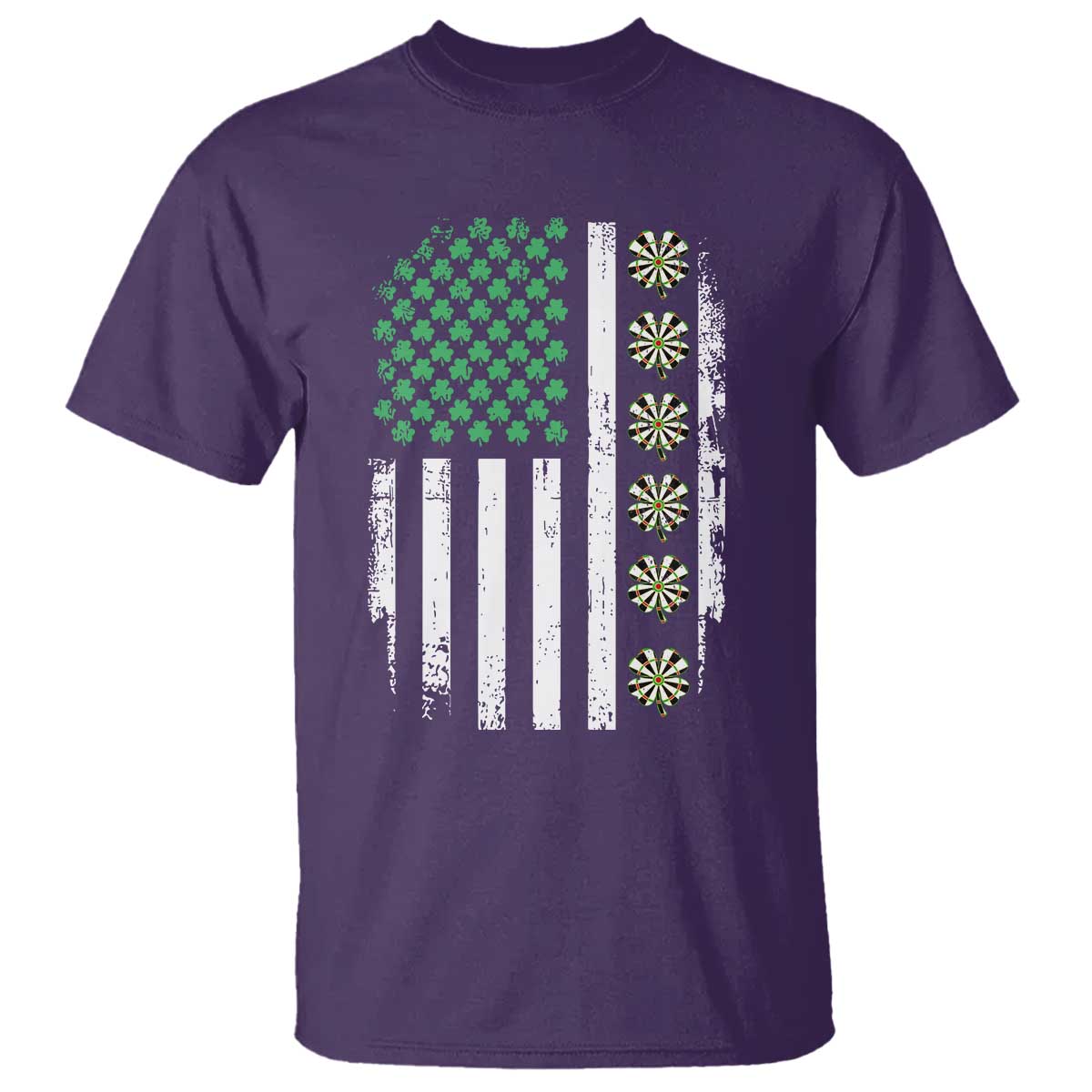 Vintage Shamrock Lucky Darts T Shirt St Patricks Day Gift TS12 Purple Print Your Wear
