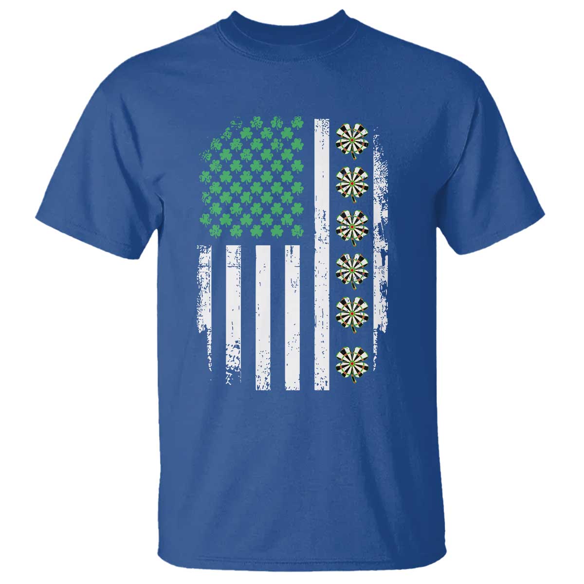 Vintage Shamrock Lucky Darts T Shirt St Patricks Day Gift TS12 Royal Blue Print Your Wear