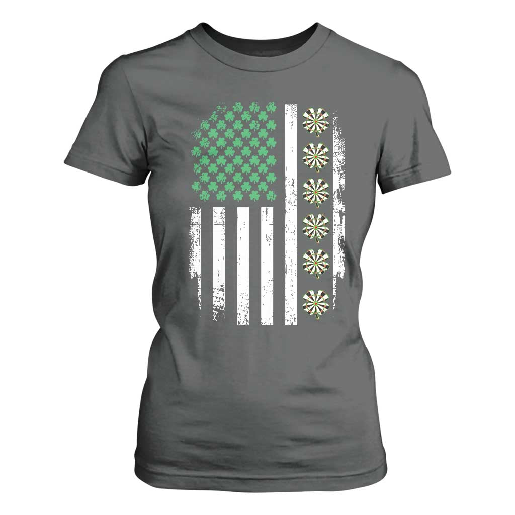 Vintage Shamrock Lucky Darts T Shirt For Women St Patricks Day Gift TS12 Dark Heather Print Your Wear