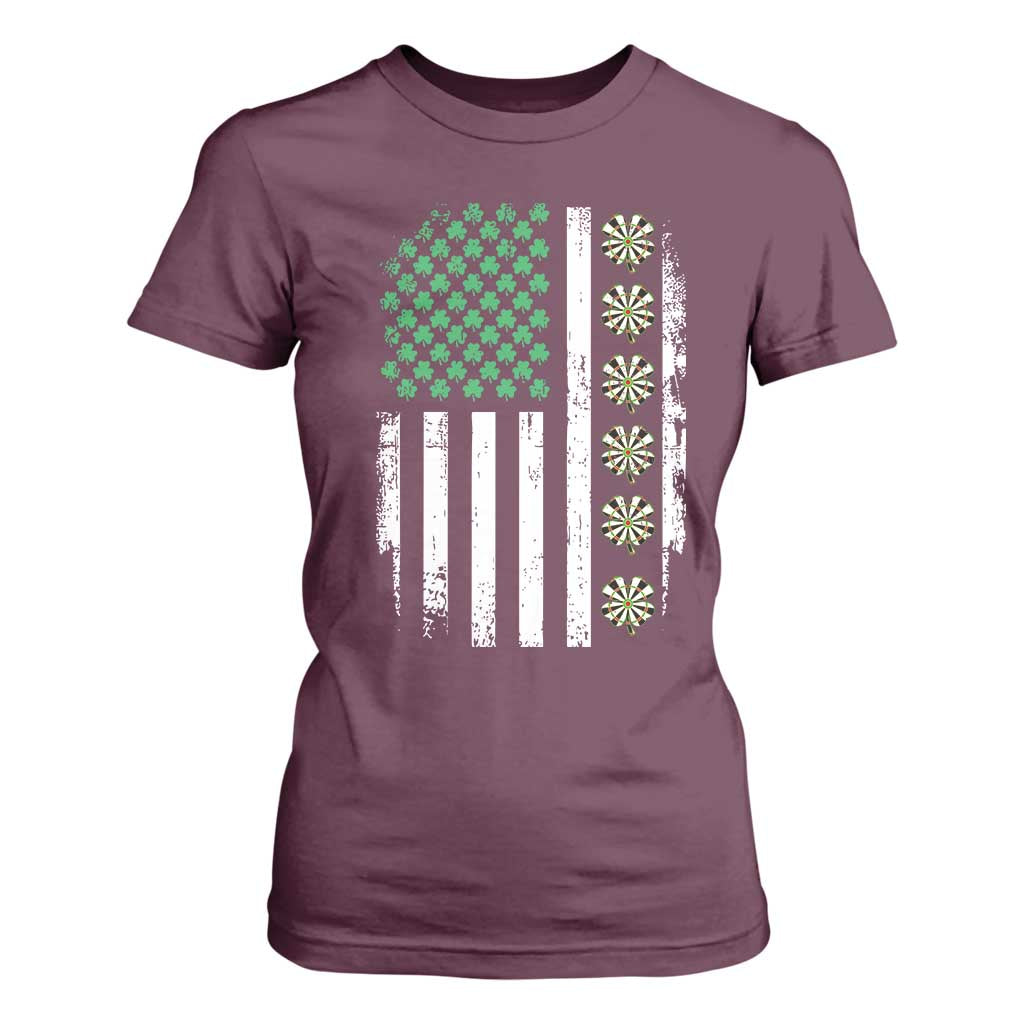 Vintage Shamrock Lucky Darts T Shirt For Women St Patricks Day Gift TS12 Maroon Print Your Wear