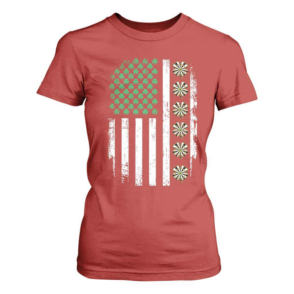 Vintage Shamrock Lucky Darts T Shirt For Women St Patricks Day Gift TS12 Red Print Your Wear