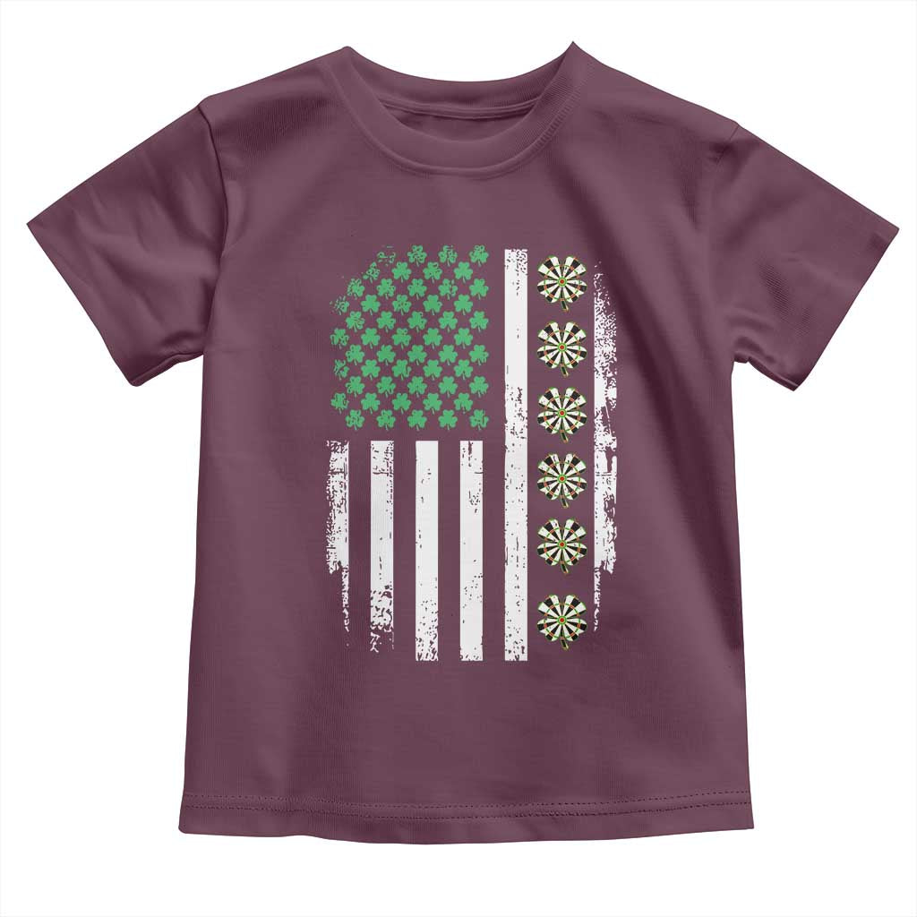 Vintage Shamrock Lucky Darts Toddler T Shirt St Patricks Day Gift TS12 Maroon Print Your Wear