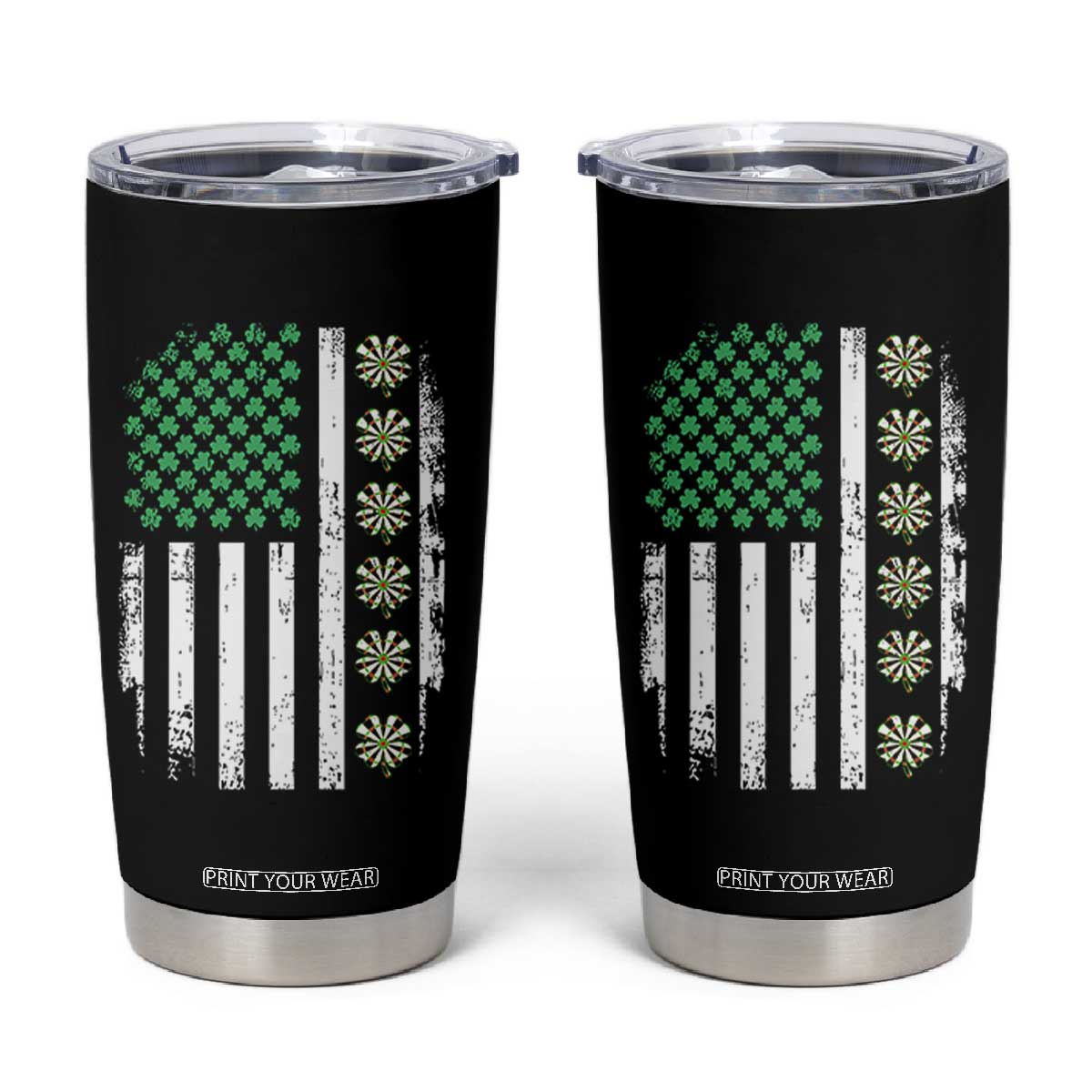Vintage Shamrock Lucky Darts Tumbler Cup St Patricks Day Gift TS12 Black Print Your Wear