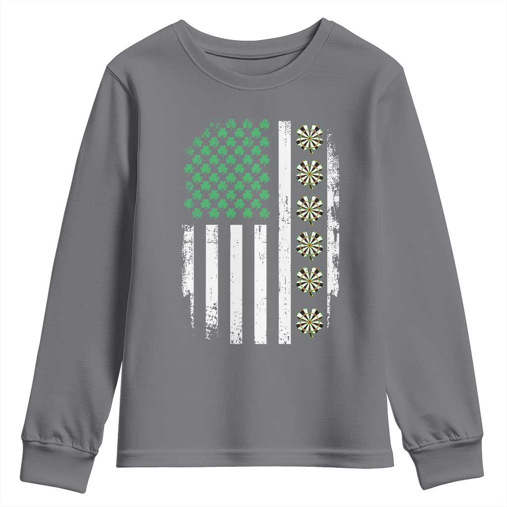 Vintage Shamrock Lucky Darts Youth Sweatshirt St Patricks Day Gift TS12 Charcoal Print Your Wear