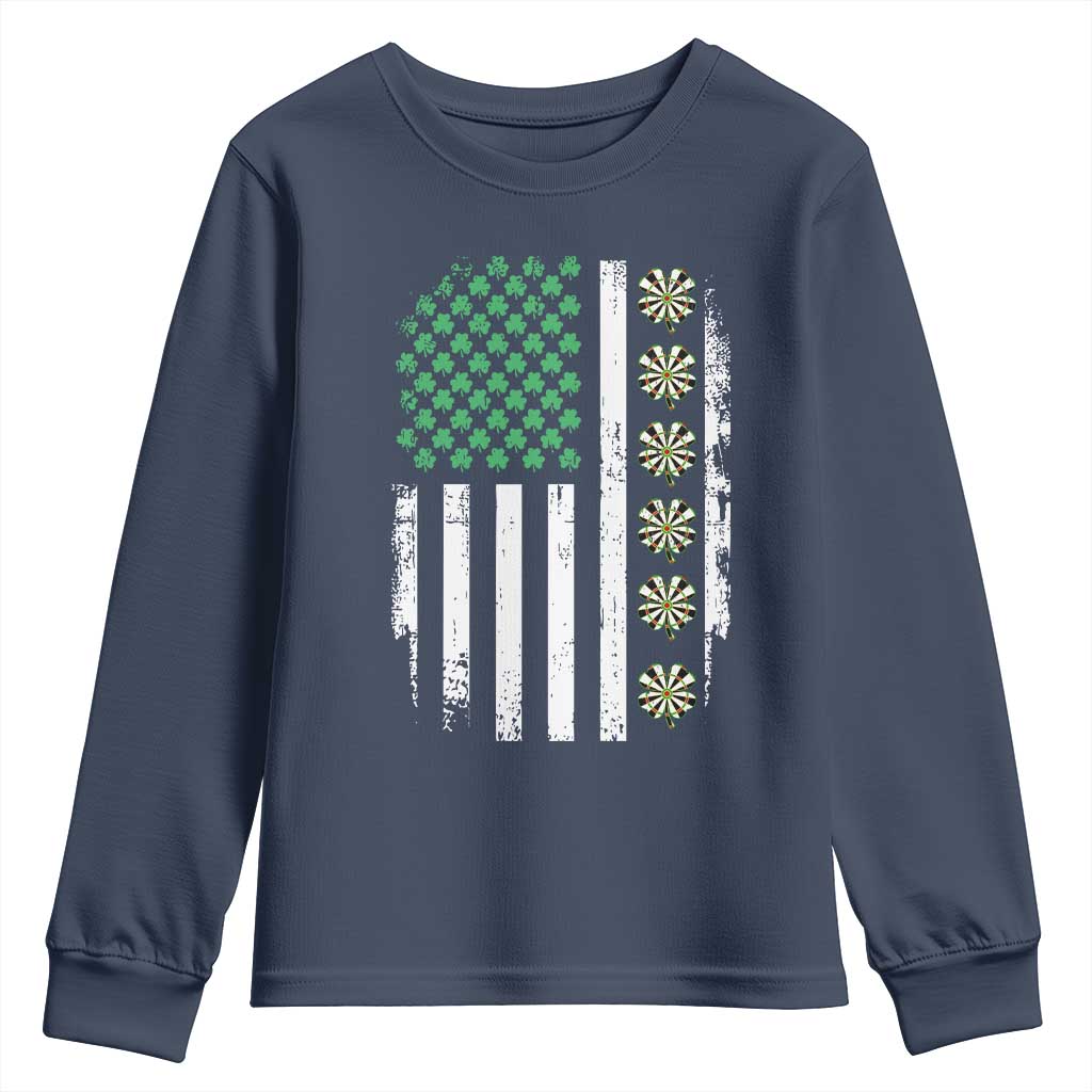 Vintage Shamrock Lucky Darts Youth Sweatshirt St Patricks Day Gift TS12 Navy Print Your Wear
