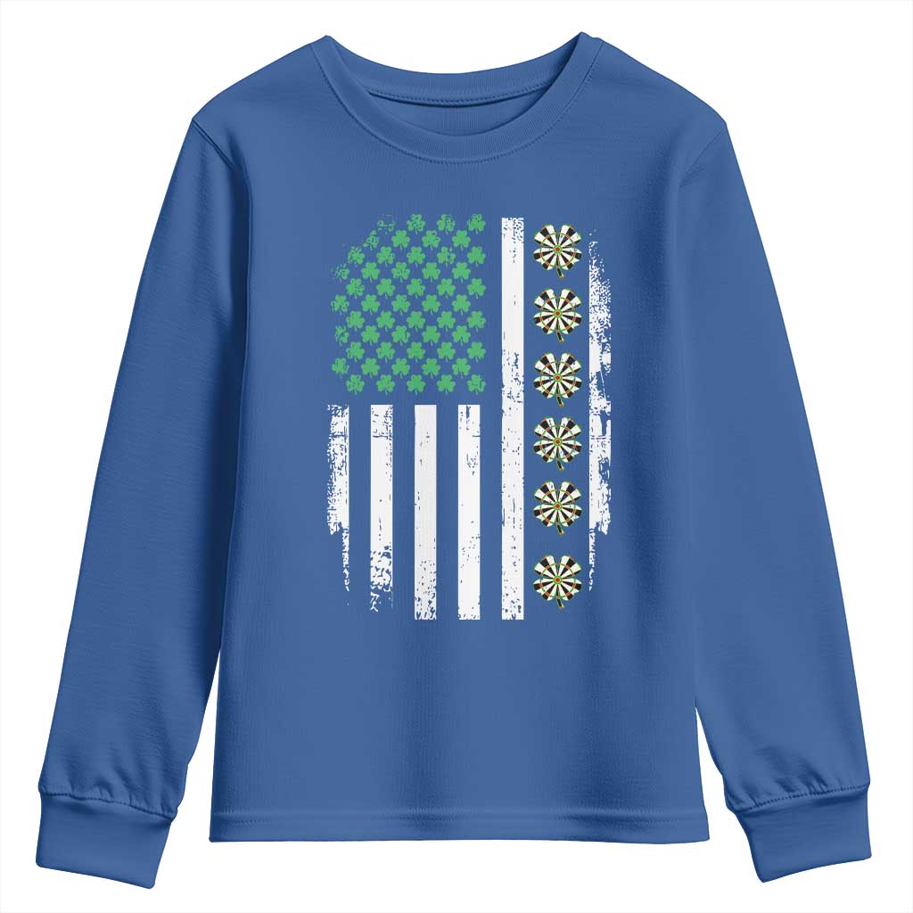 Vintage Shamrock Lucky Darts Youth Sweatshirt St Patricks Day Gift TS12 Royal Blue Print Your Wear