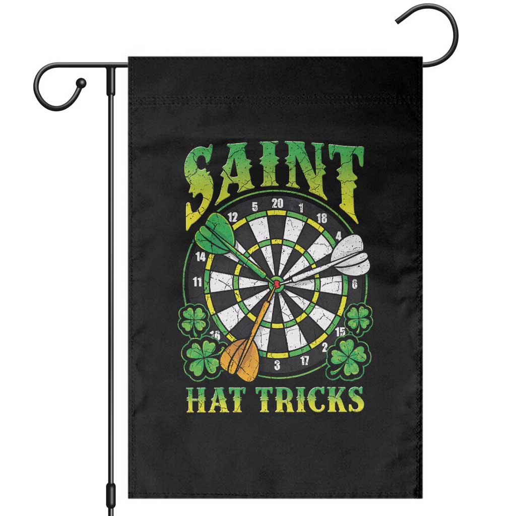 Funny Darts St Patricks Day Gift Garden Flag Saint Hat Tricks TS12 Black Print Your Wear