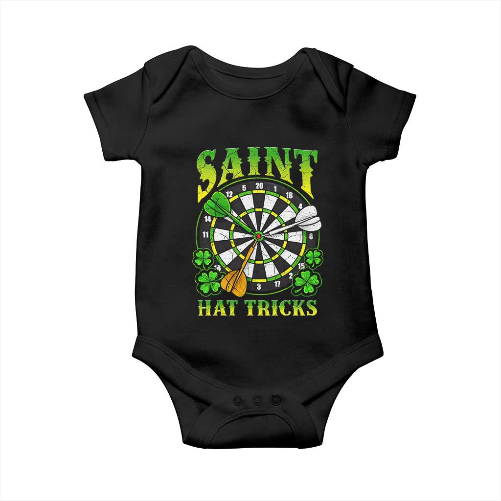Funny Darts St Patricks Day Gift Baby Onesie Saint Hat Tricks TS12 Black Print Your Wear