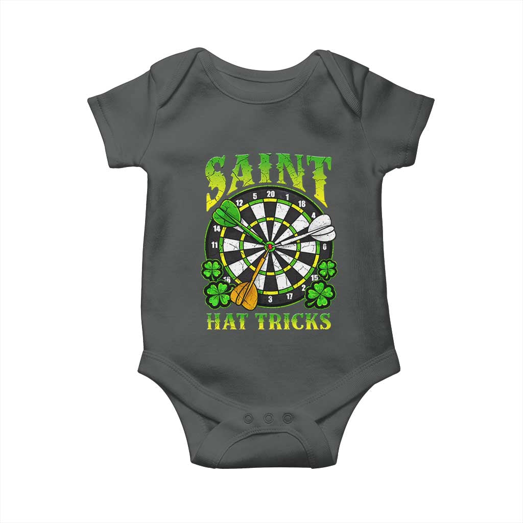 Funny Darts St Patricks Day Gift Baby Onesie Saint Hat Tricks TS12 Dark Heather Print Your Wear