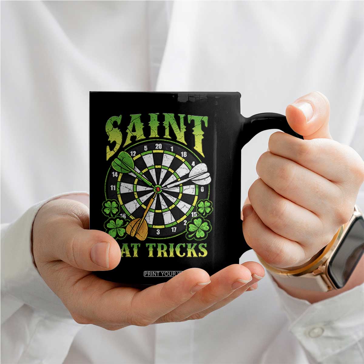 Funny Darts St Patricks Day Gift Coffee Mug Saint Hat Tricks TS12 Print Your Wear