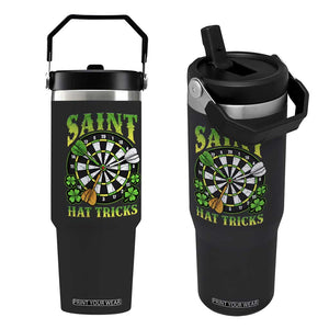 Funny Darts St Patricks Day Gift Flip Straw Tumbler Saint Hat Tricks TS12 One Size: 30 oz Black Print Your Wear