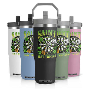 Funny Darts St Patricks Day Gift Flip Straw Tumbler Saint Hat Tricks TS12 Print Your Wear